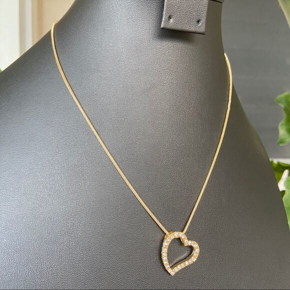 Gold Filled Open Heart Swarovski Crystals Necklace - Picture 6 of 7